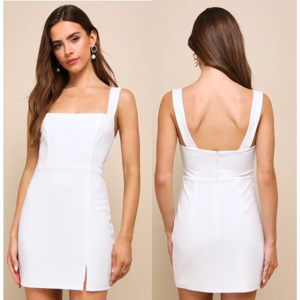Lulu's White Square Neck Mini Dress